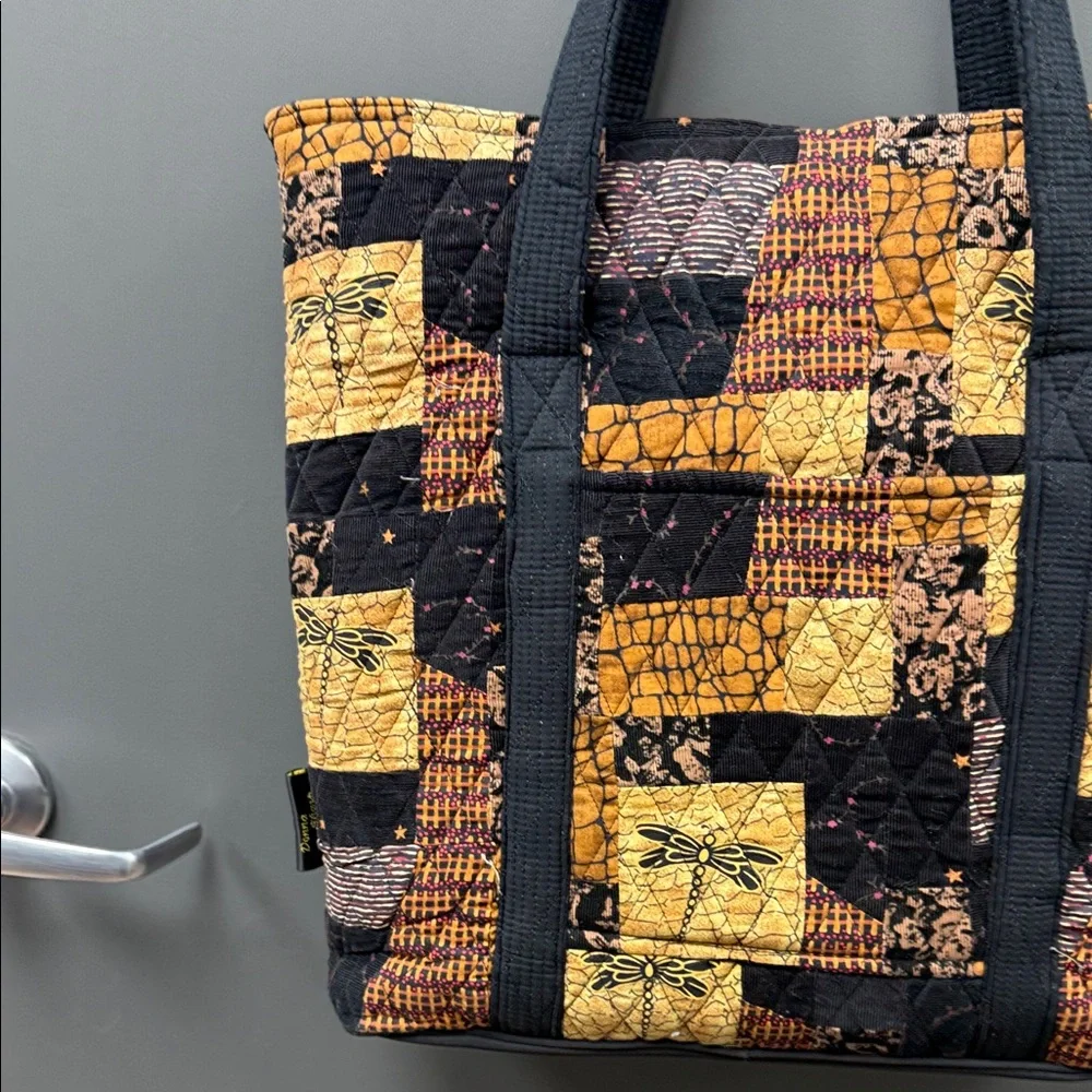 Artisan Patchwork Tote - Black and Yellow